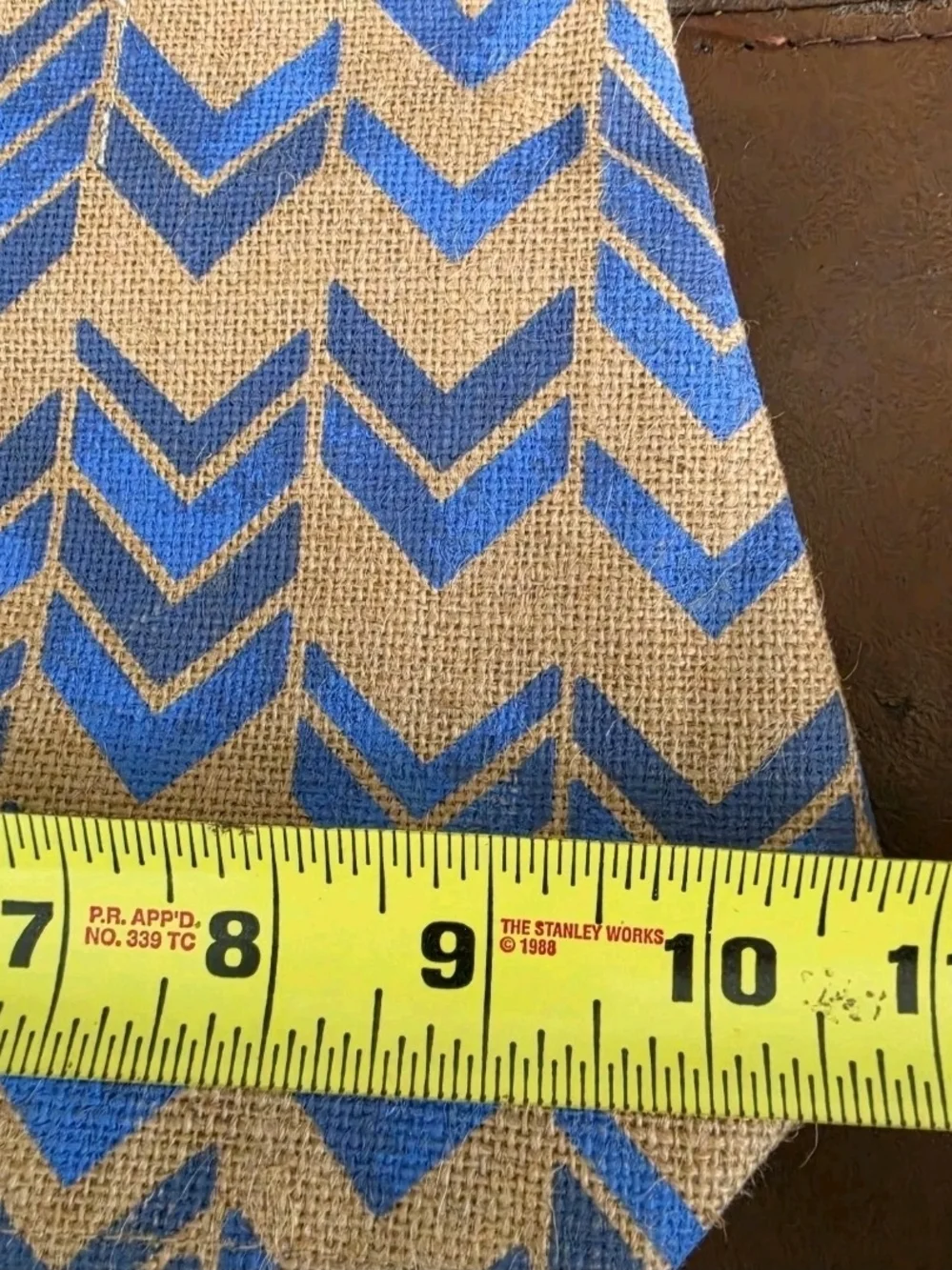 Neiman Marcus Blue Chevron Jute Cosmetic Pouch with Tassel